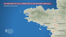 Illustration de l'actualité Premiers 30°C de l’année 2025 en Bretagne : plusieurs records mensuels battus