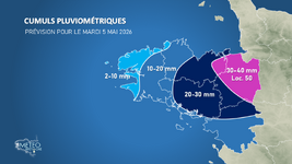 Illustration de l'actualité Retour des pluies en Bretagne : des cumuls parfois importants attendus mardi