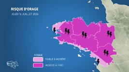Illustration de l'actualité Nouvelle journée marquée par un risque d'orages sur la Bretagne