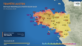 Illustration de l'actualité Tempête Austen en Bretagne : jusqu’à 161 km/h, suivez l’évolution de la situation