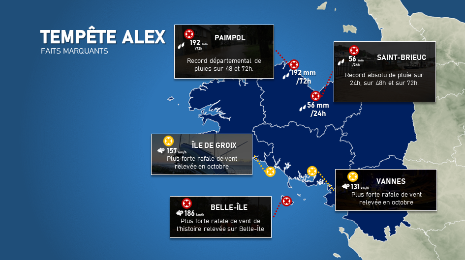 La tempête Alex en cartes Actualités météo Météo Bretagne